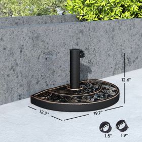 20lbs Half Round Patio Umbrella Base Outdoor Decorative Resin Parasol Stand Holder ForPole, For Lawn, Deck, Backyard, Garden, Bronze
