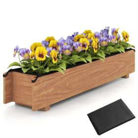 Pine Wood Raised Garden Bed With Drainage Holes & Protective Liner, Indoor Outdoor Planter Box For Herbs/Vegetables/Flowers