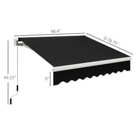 Patio Retractable Awning, Manual Exterior Sun Shade Deck Window Cover, Black