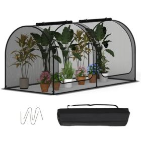 Green 98"x48"x48" Garden Crop Cage With High-Density Nylon Mesh, 2 Zippered Doors Plant Protection Tent For Veggies & Flowers