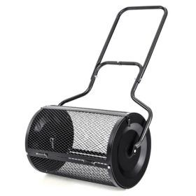24-Inch Metal Mesh Compost Spreader With 2.7 Cu.ft Large Capacity, Heavy-Duty Rustproof Lawn Spreader For Peat Moss/Topsoil/Sand