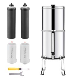 Gravity-fed Water Filter System, 2.25G 304 Stainless-Steel Countertop Filtration System, Reduces Lead and up to 99% of Chlorine