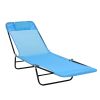 Folding Chaise Lounge Chair, Pool Sun Tanning Chair, Outdoor Lounge Chair with Reclining Back, Breathable Mesh Seat, Headrest for Beach, Yard, Patio