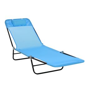 Folding Chaise Lounge Chair, Pool Sun Tanning Chair, Outdoor Lounge Chair with Reclining Back, Breathable Mesh Seat, Headrest for Beach, Yard, Patio