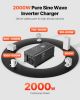 VEVOR Pure Sine Wave Inverter Charger, 2000 Watt, DC 12V to AC 120V Power Inverter with LCD Display, Remote Control