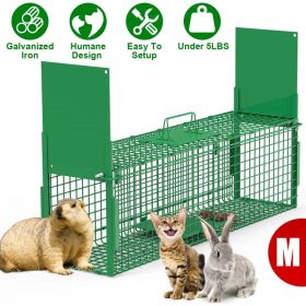 Live Animal Cage Trap For Animals Under Easy To Setup Humane Galvanized Iron Trap Cage For Raccoons Armadillos Groundhogs Muskrats Opossums Skunks (Option: MGreen)