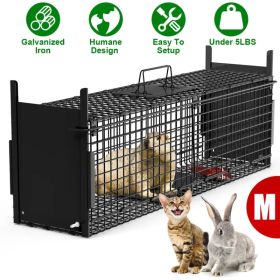 Live Animal Cage Trap For Animals Under Easy To Setup Humane Galvanized Iron Trap Cage For Raccoons Armadillos Groundhogs Muskrats Opossums Skunks (Option: MBlack)