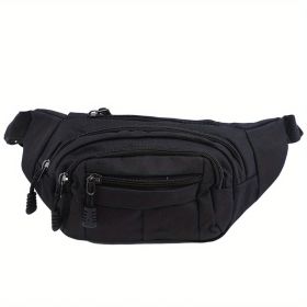Men's And Women's Large-capacity Wear-resistant Sports Waist Bag Casual Bag Shoulder Chest Bag Light Sports Travel Bag Men's Messenger Backpack Waist (Color: black)