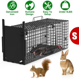 Live Animal Cage Trap For Animals Under Easy To Setup Humane Galvanized Iron Trap Cage For Raccoons Armadillos Groundhogs Muskrats Opossums Skunks (Option: SBlack)