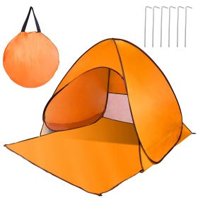 Pop Up Beach Tent Sun Shade Shelter Anti-UV Automatic Waterproof Tent Canopy for 2/3 Man w/ Net Window Storage Bag for Outdoor Beach Camping Fishing P (Color: Orange, Size: One size)