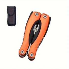 "Military Style Multi-Tool Pliers - Complete with Nylon Sheath & Emergency Features" (Color: Orange camping outdoor)